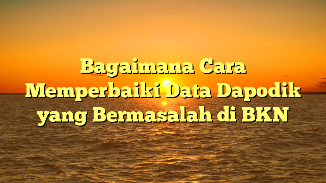 Bagaimana Cara Memperbaiki Data Dapodik yang Bermasalah di BKN