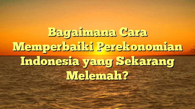 Bagaimana Cara Memperbaiki Perekonomian Indonesia yang Sekarang Melemah?