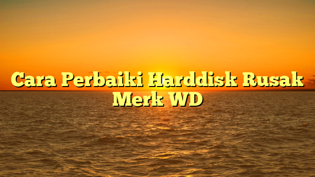 Cara Perbaiki Harddisk Rusak Merk WD